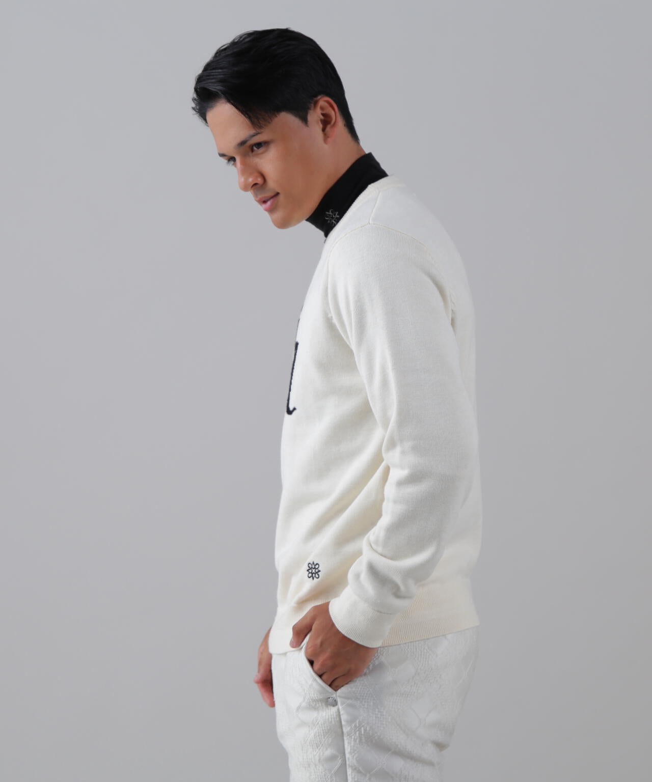 12GSTAインターシャクルーネックニットプルオーバー (MENS) | St