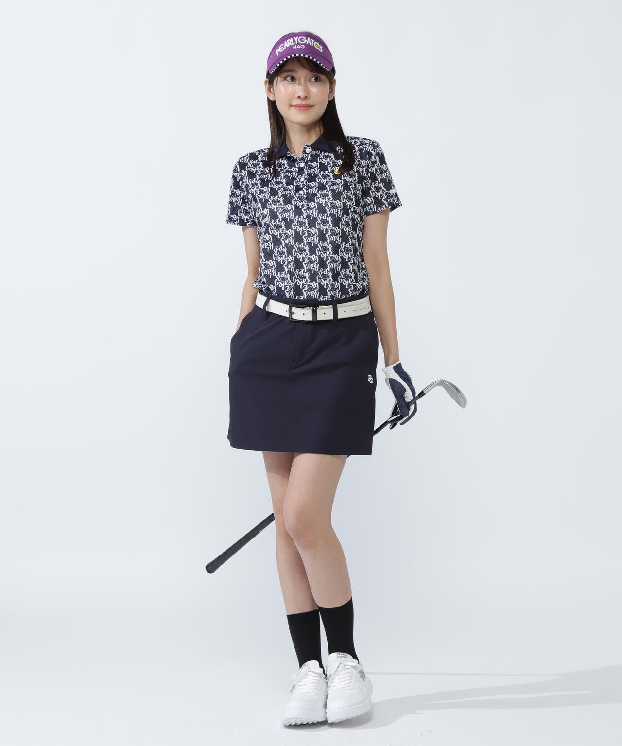 KAZEメッシュ半袖ポロシャツ ＜ロゴ総柄＞ | PEARLY GATES（パーリー