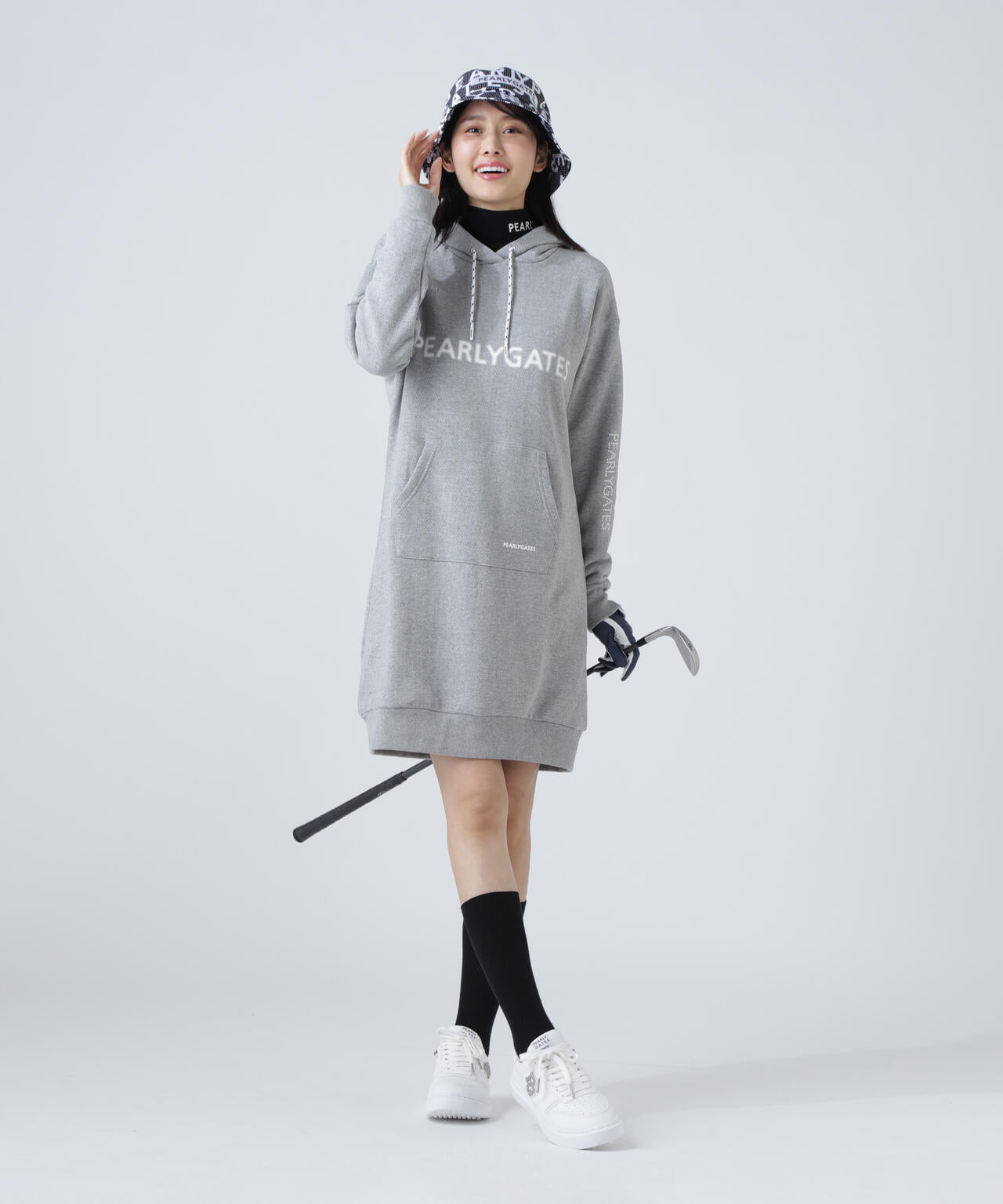 ジグザグ裏毛ジャガードスウェットフーディワンピース | PEARLY GATES