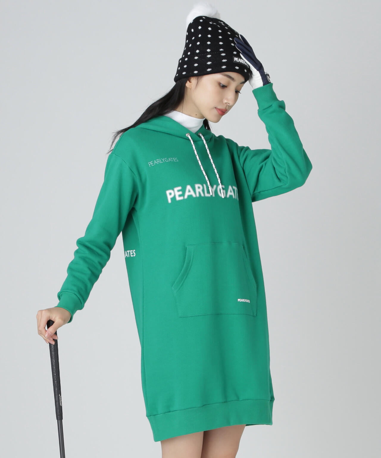 ジグザグ裏毛ジャガードスウェットフーディワンピース | PEARLY GATES