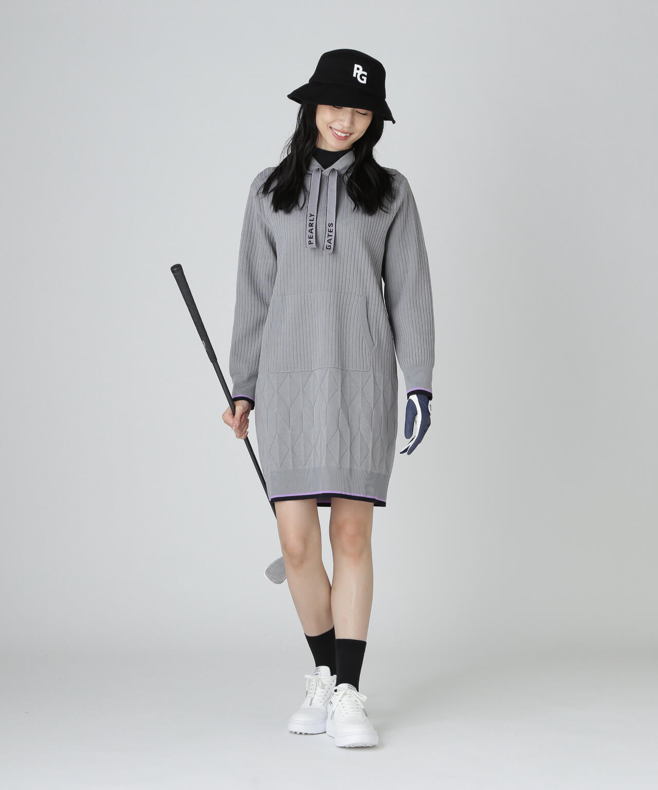 ポリエステルヤーンmmフーディニットワンピース | PEARLY GATES