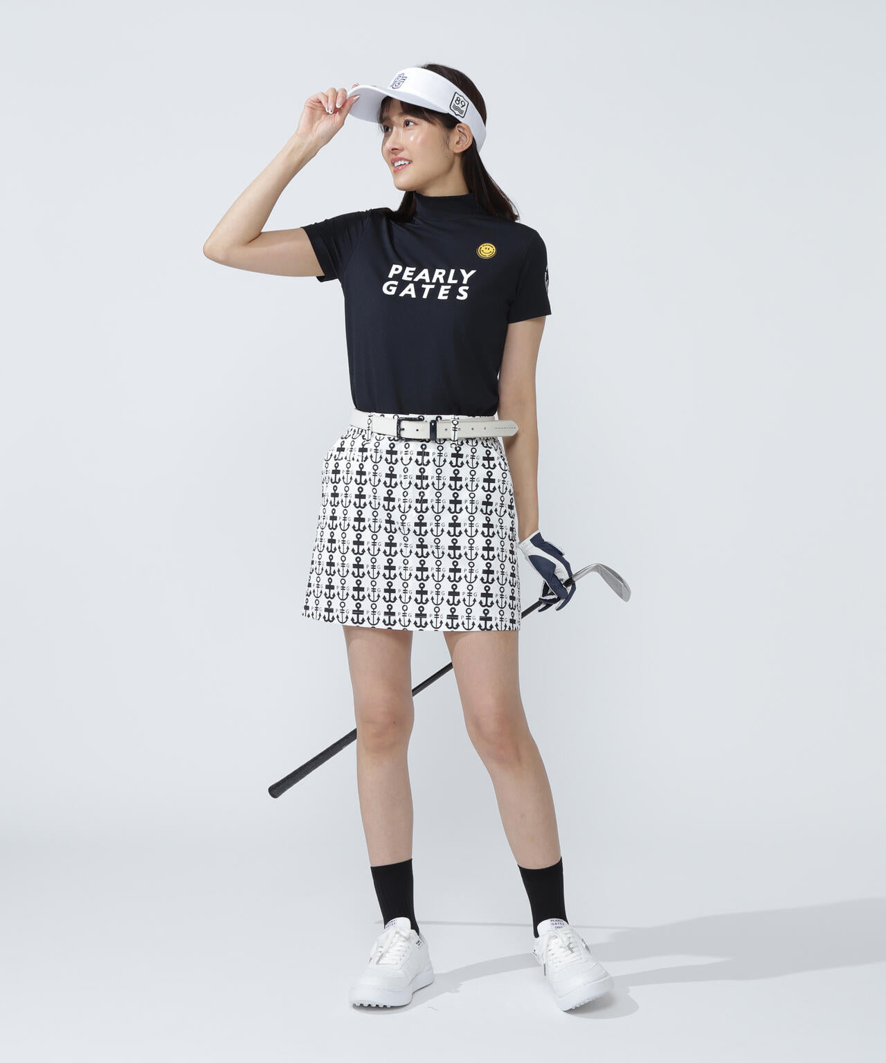 Nyストレッチドビースカート ＜ロゴアンカー柄＞ | PEARLY GATES