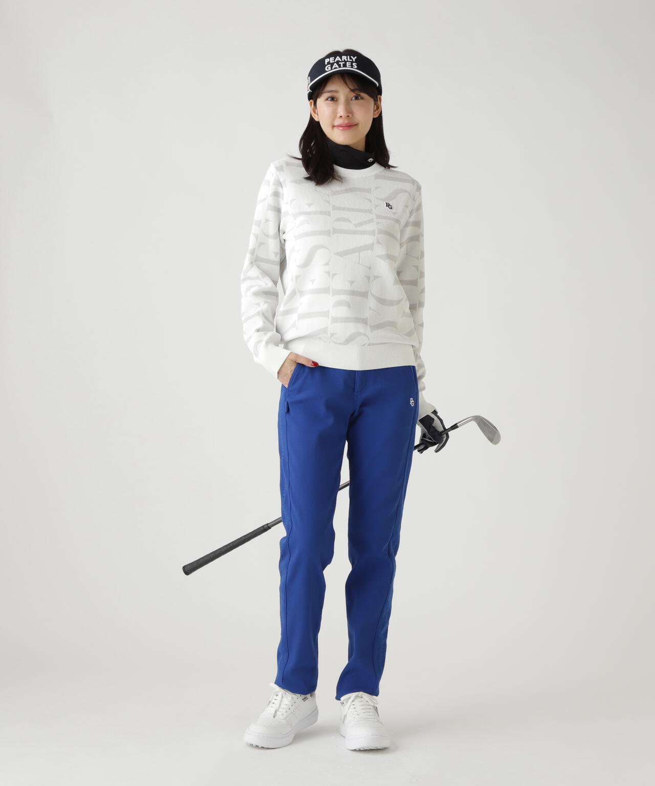 ダブルJQロゴ総柄クルーネックニットプルオーバー | PEARLY GATES