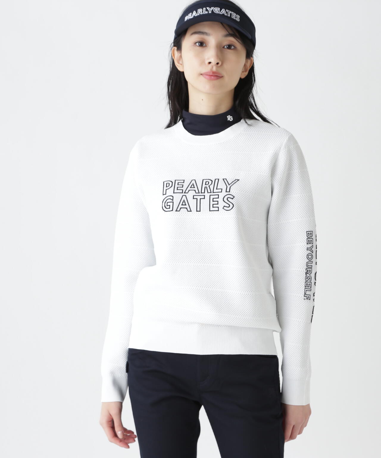 PG is PG ロゴジャガードクルーネックニットプルオーバー | PEARLY