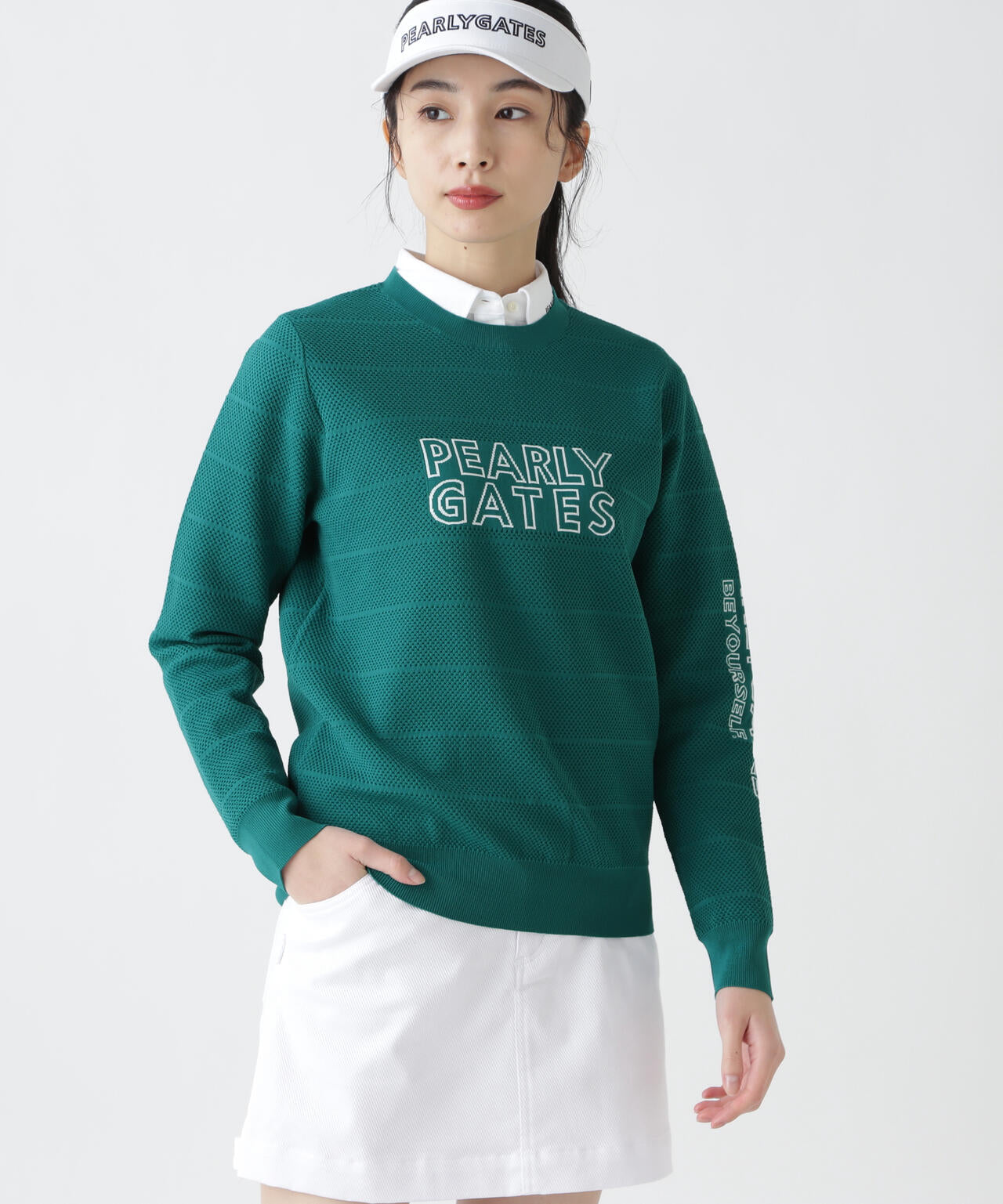 PG is PG ロゴジャガードクルーネックニットプルオーバー | PEARLY