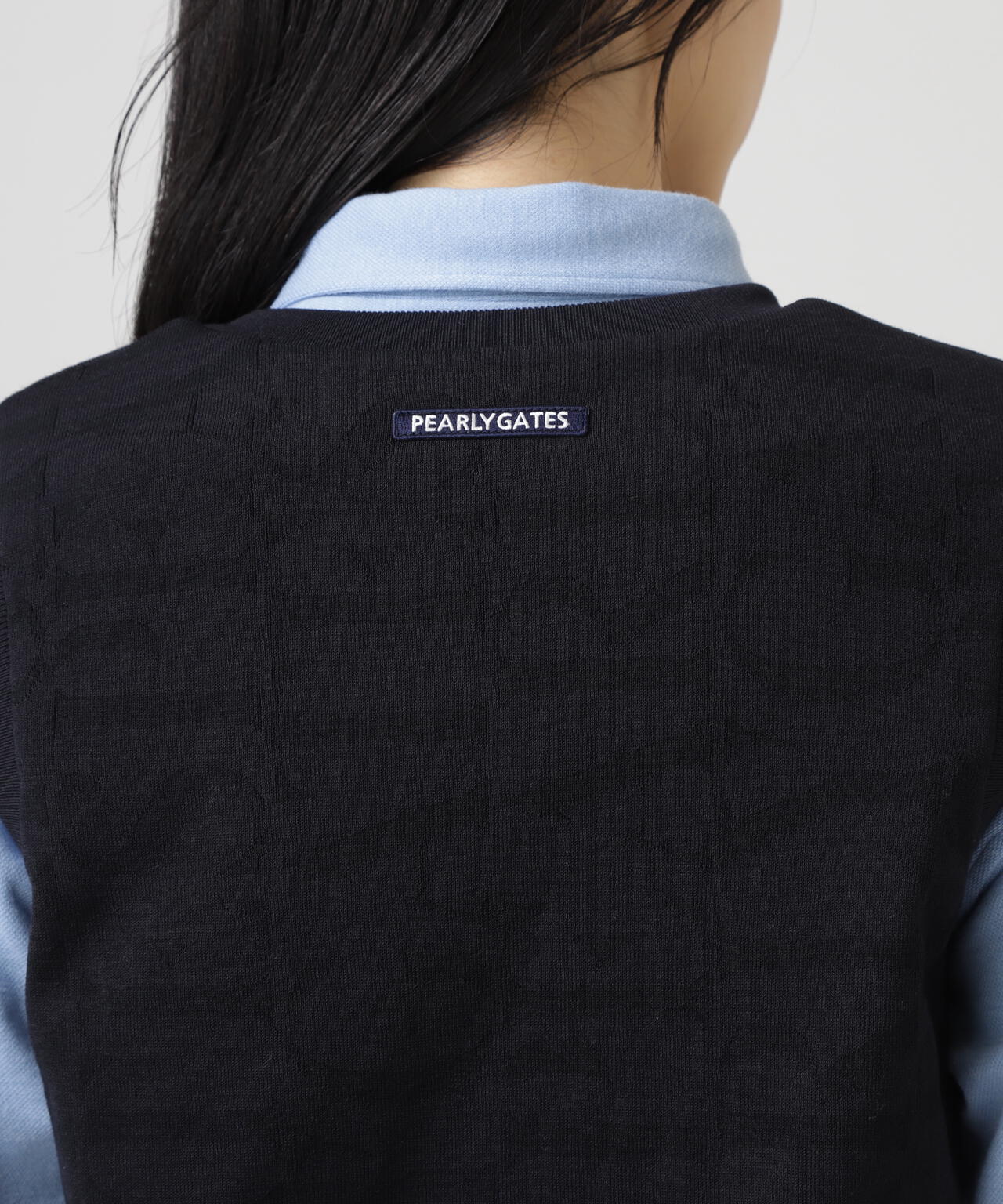 ロゴ総柄Vネックニットベストプルオーバー | PEARLY GATES（パーリー