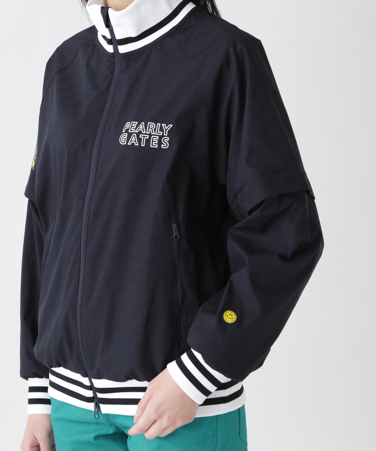 PG is PG ロゴジャガードポリエステルタフタジップアップブルゾン