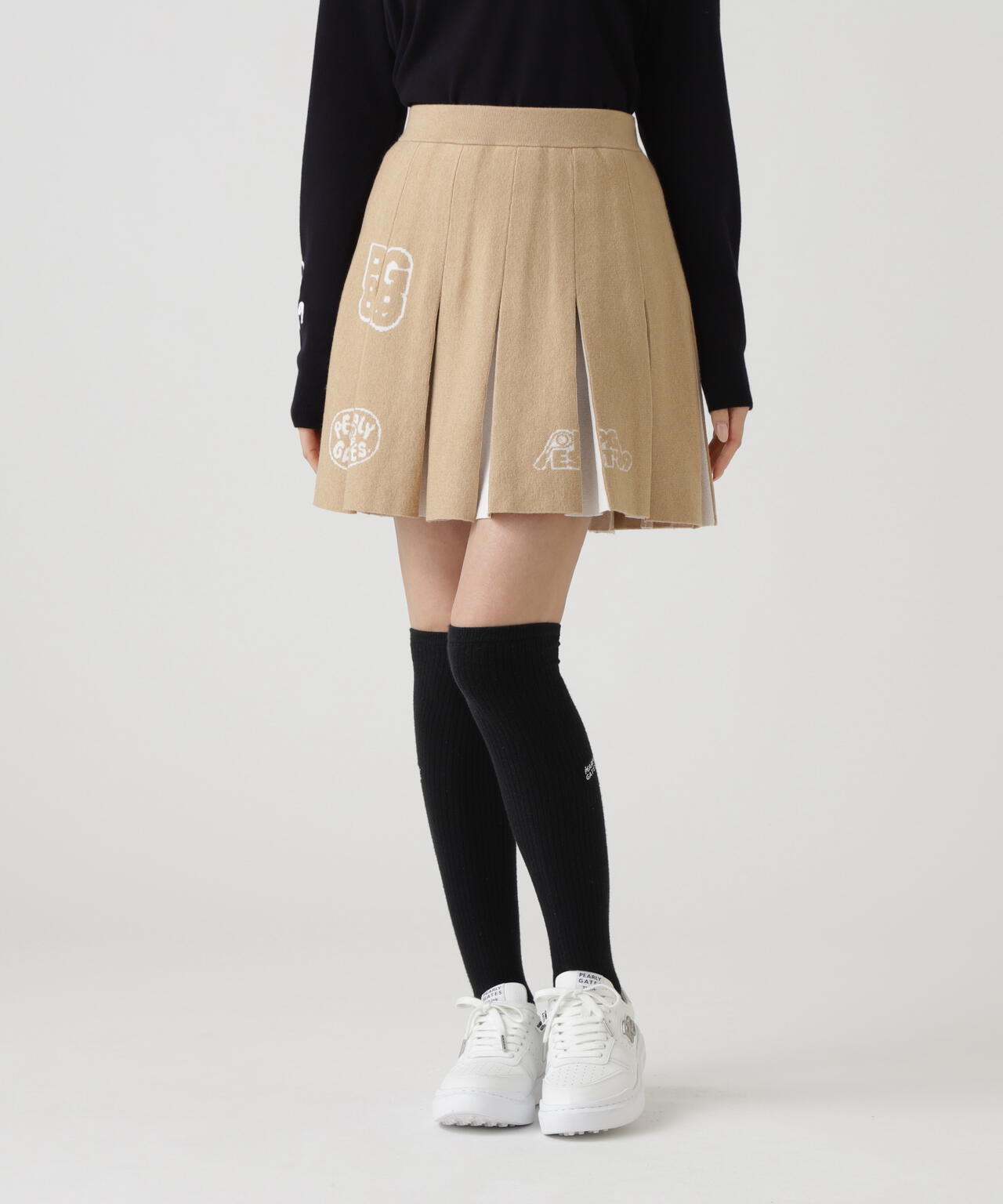 14GダブルJQ×ワッペン風ニットプリーツスカート | PEARLY GATES