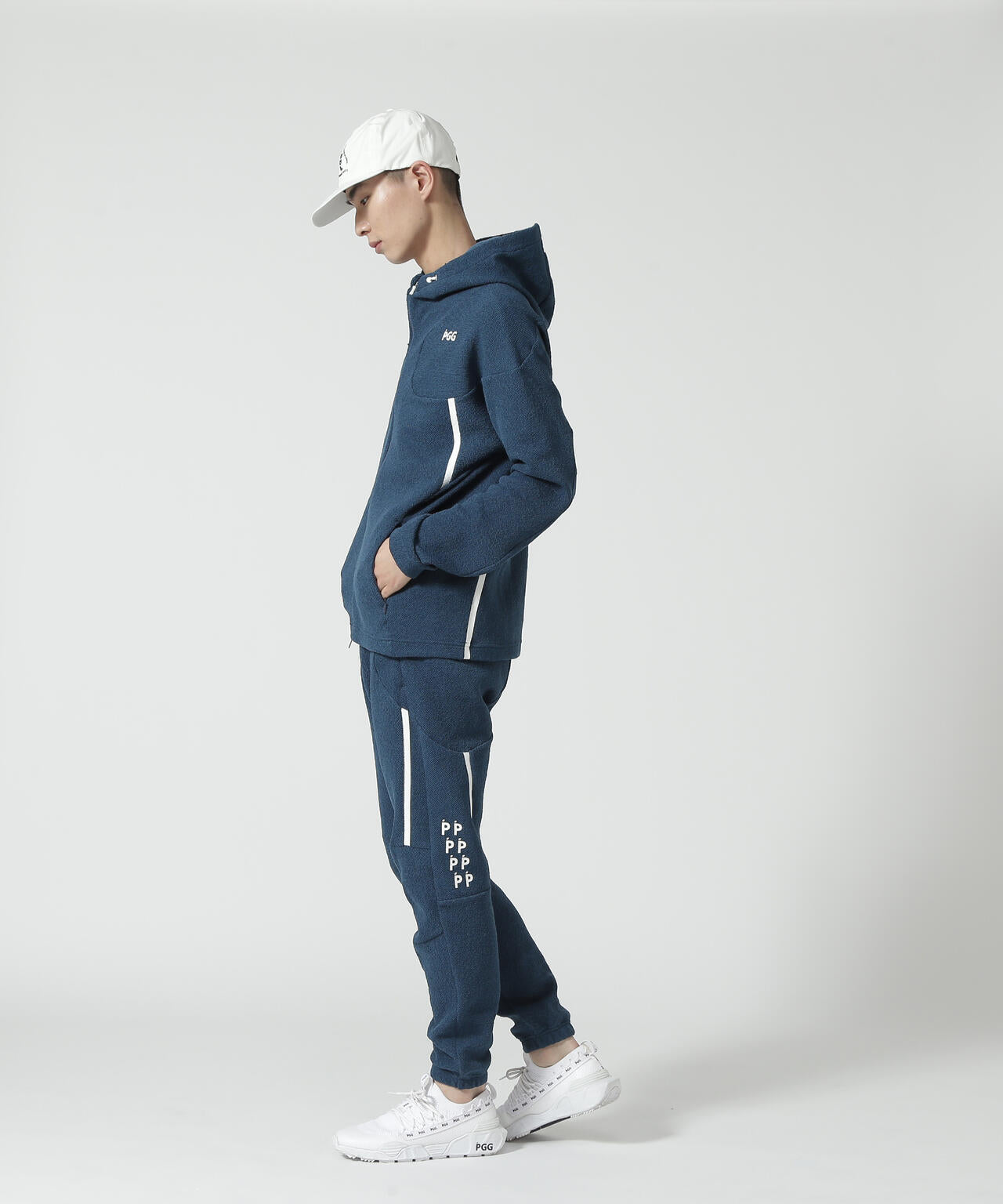 裏起毛 パーリーゲイツ ジョガーパンツ XL〜XXL グレー ロゴサイド