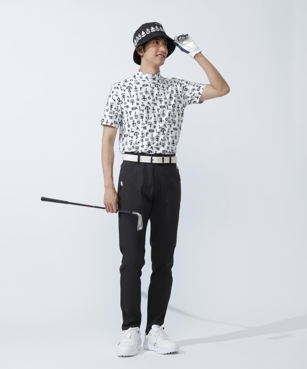 アンカーロゴ柄プリント半袖モックネックカットソー | PEARLY GATES