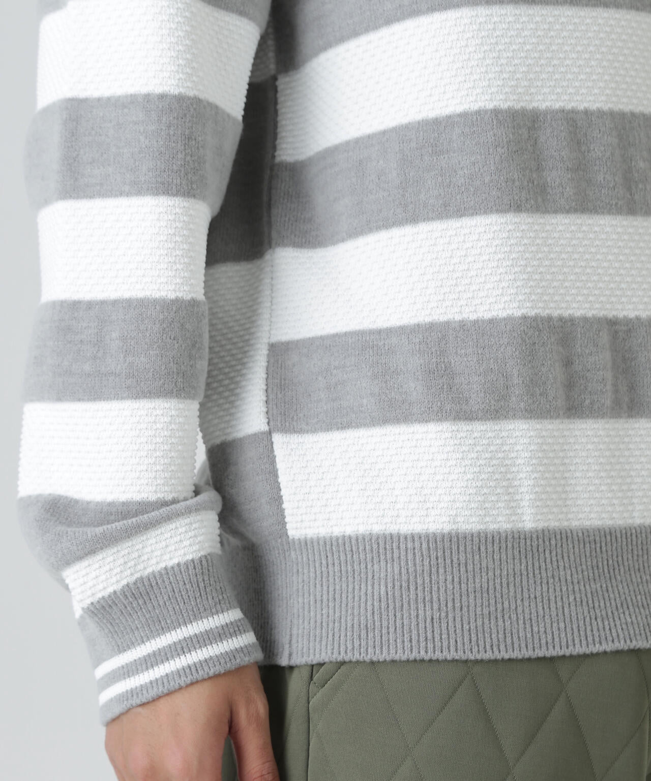 10G天竺ボーダー柄モックネックニットプルオーバー | PEARLY GATES