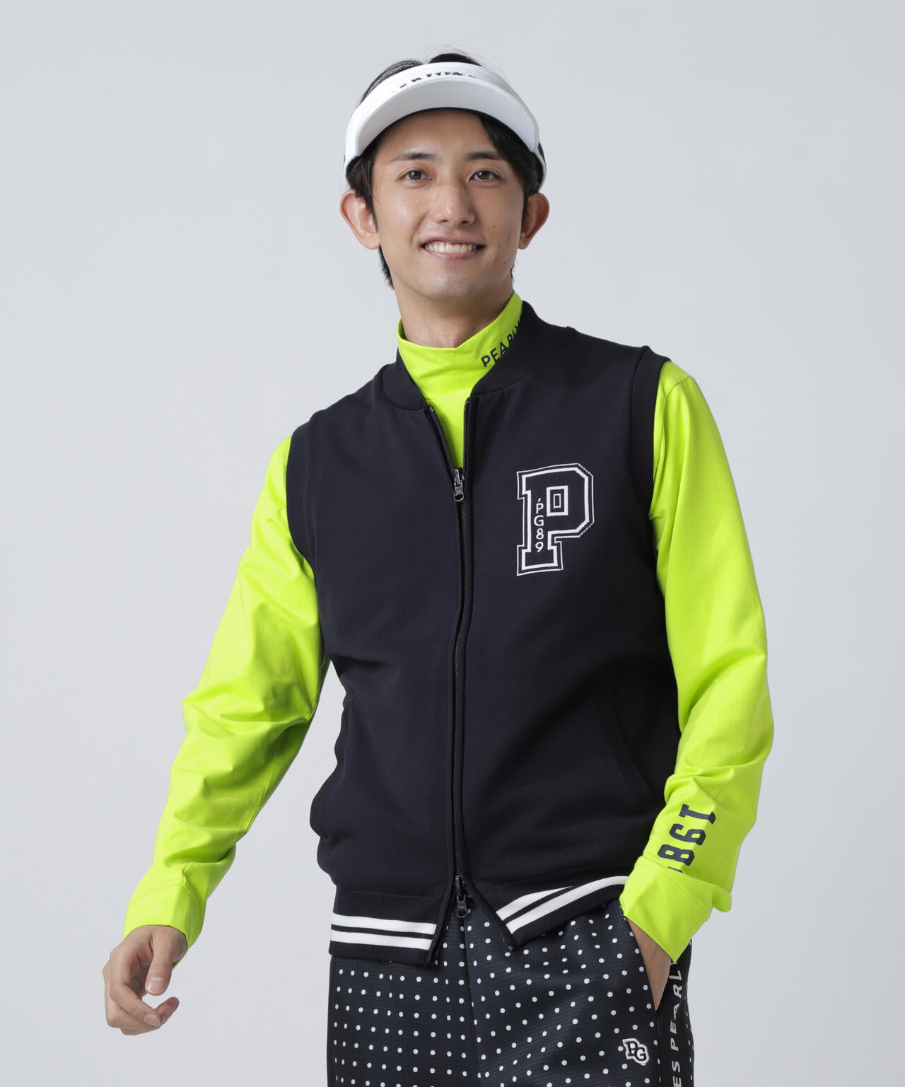 ジャガードリバーシブル フルジップニットベスト | PEARLY GATES