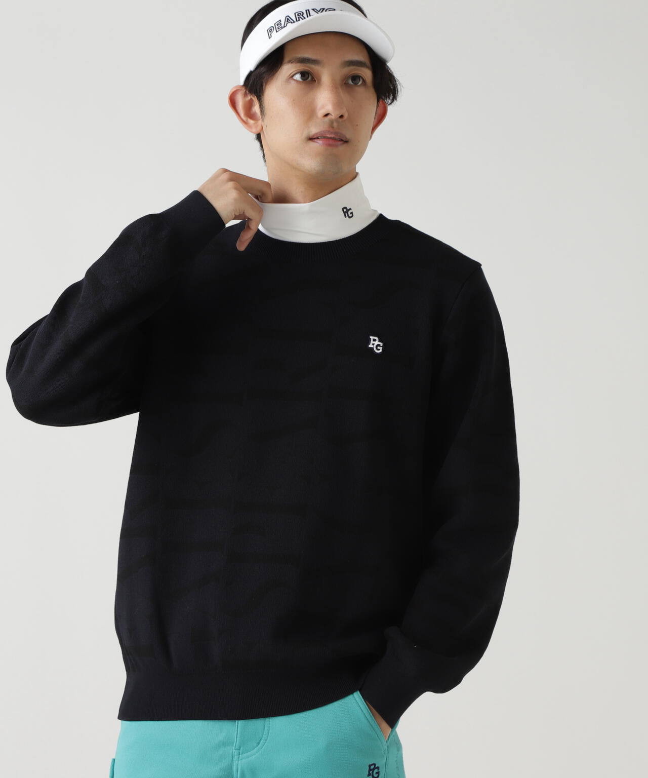 ダブルJQロゴ総柄クルーネックニットプルオーバー | PEARLY GATES