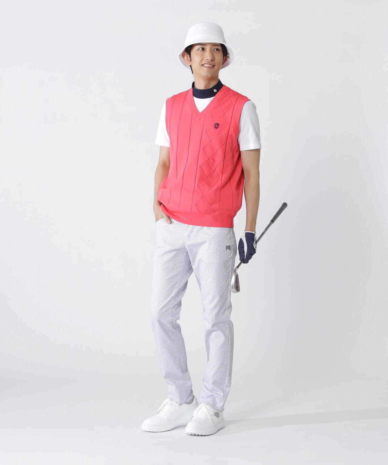 アラン柄リバーシブルVネックニットベスト | PEARLY GATES（パーリー