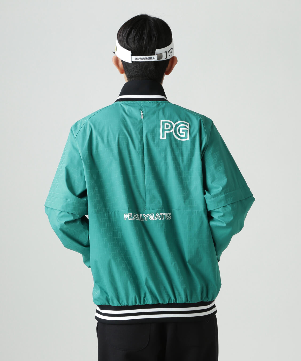 PG is PG ロゴジャガードポリエステルタフタジップアップブルゾン