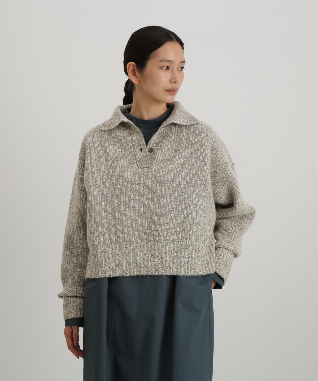 ウールFOXシルク襟付きニットトップス | wagona（ワゴナ） ｜【公式