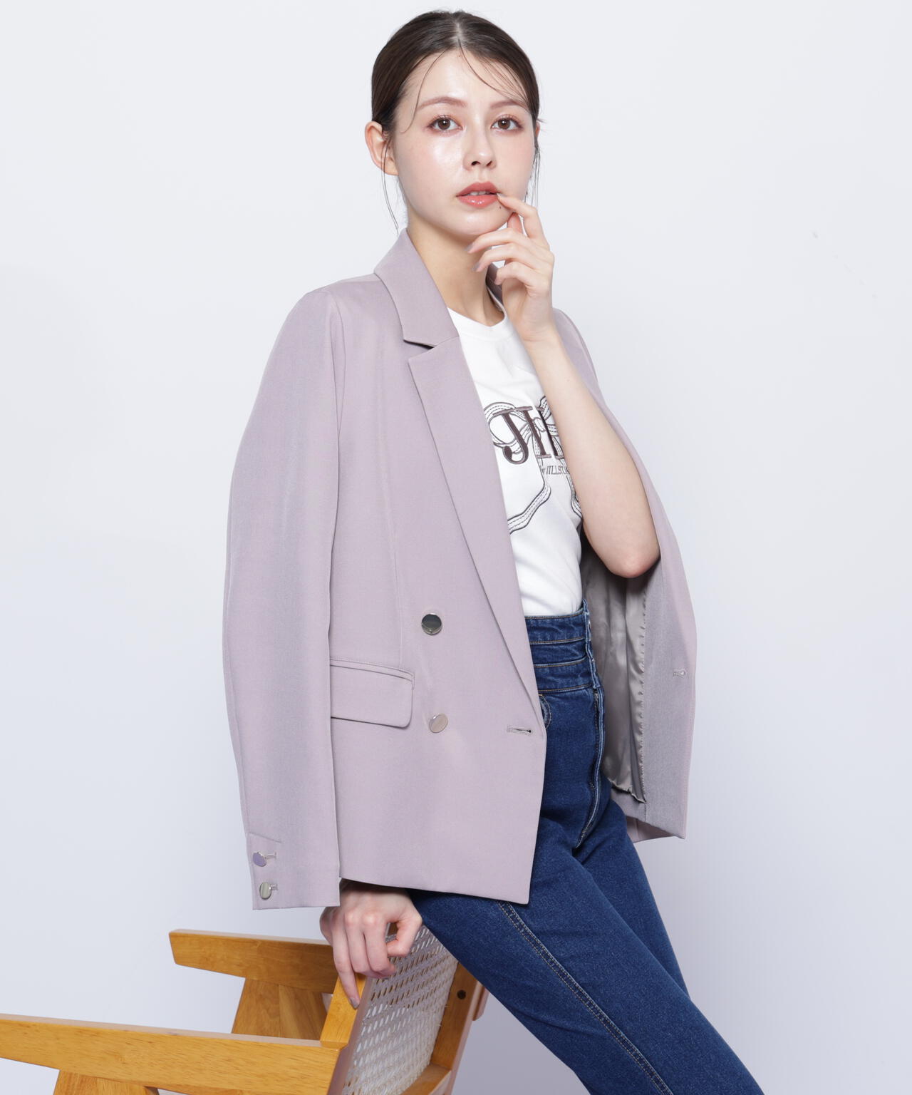 セットアップ対応＞ベーシックツイルダブル釦ジャケット | JILL by