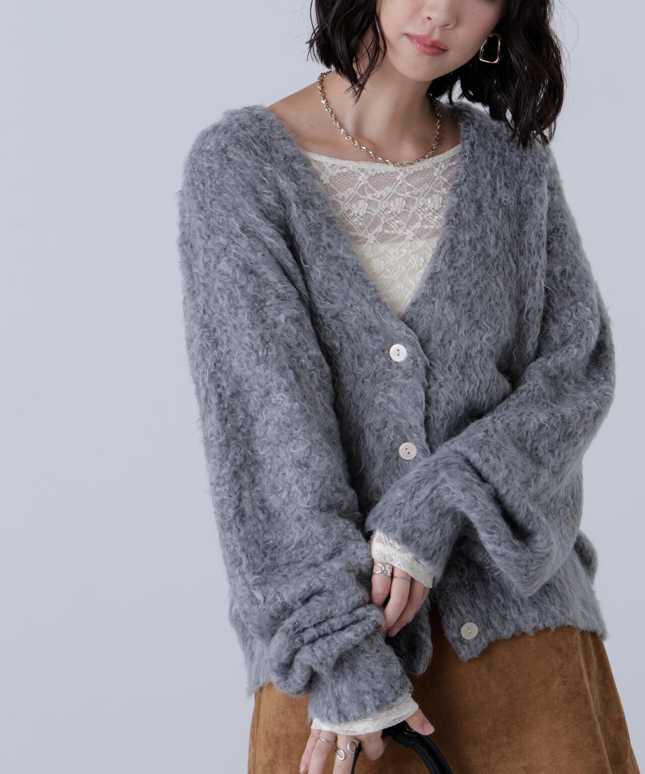 ウェーブ起毛Vネックカーディガン | FREE'S MART（フリーズマート