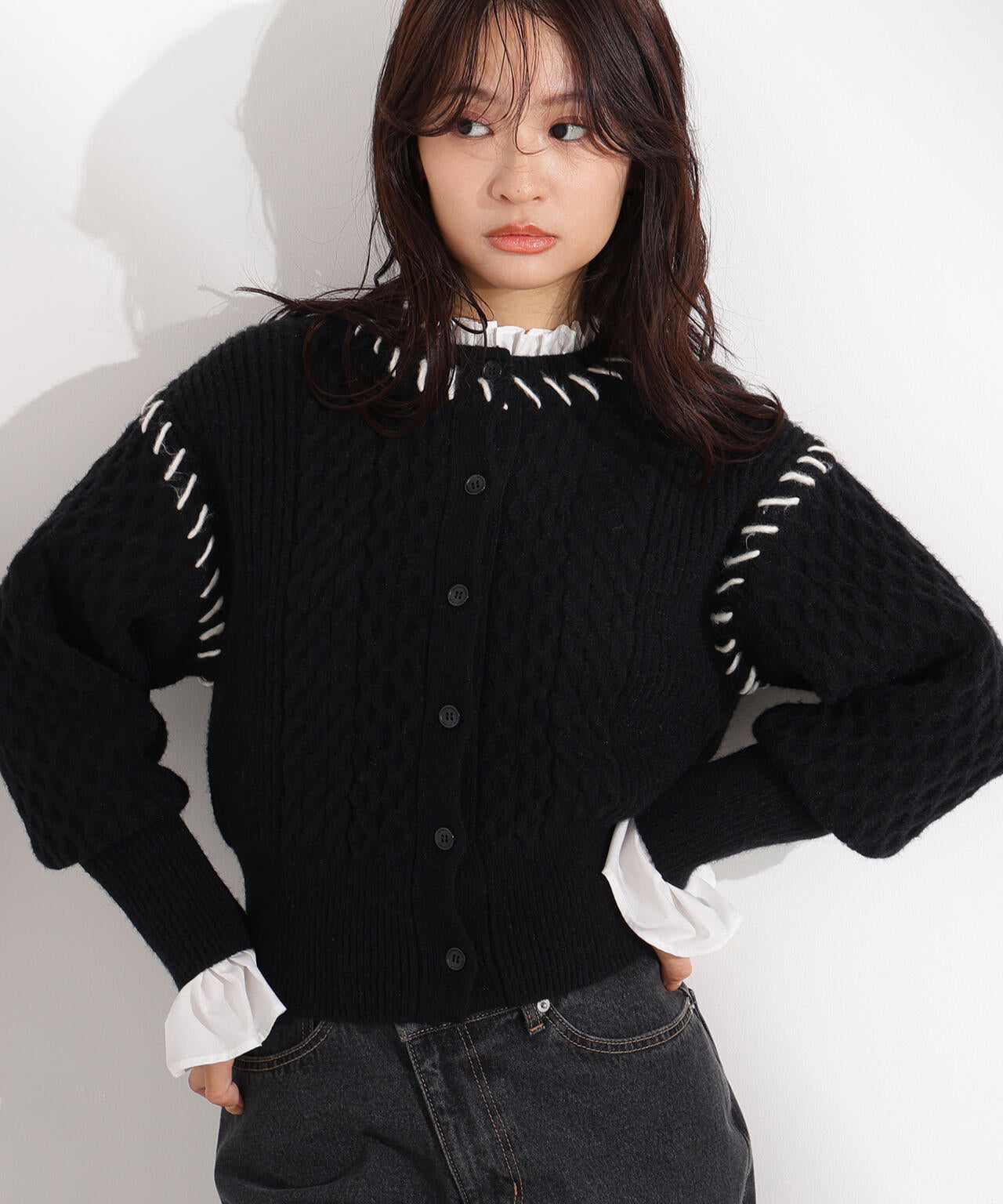 岸本セシルさん着用】ケーブルステッチカーディガン | N. Natural