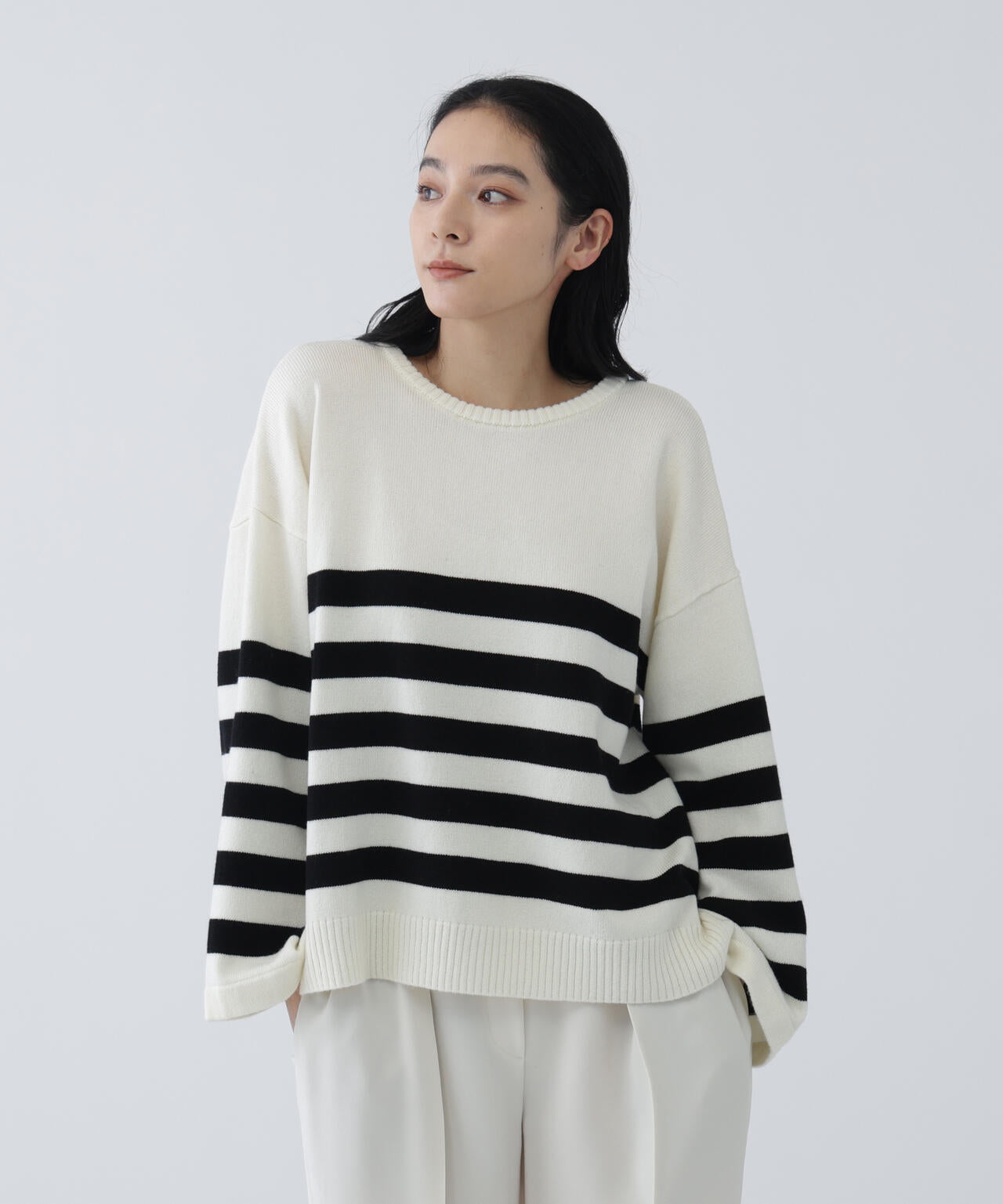 ユーティリティー】洗えるウール混前後2WAYボクシーニット | NAVYNAVY