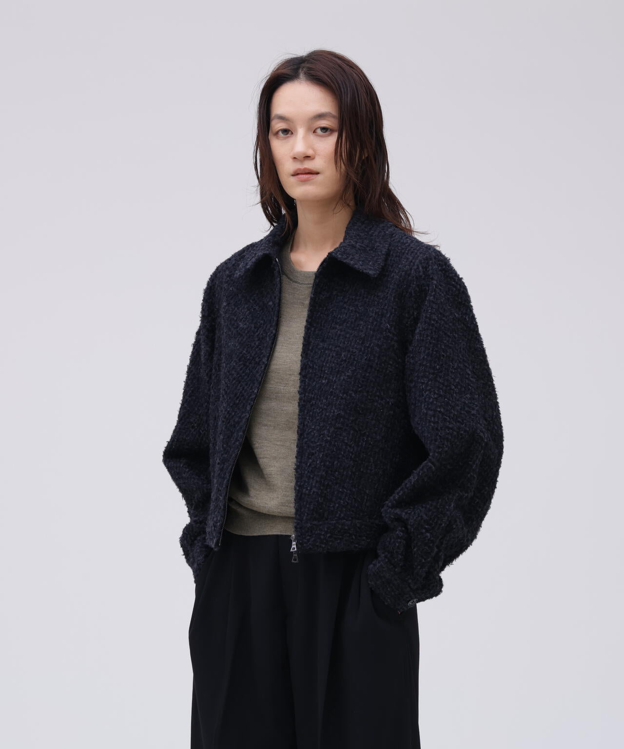 blurhms / BRUSHED WOOL ZIP SHORT JACKET | THE LIBRARY（ザ ライブ