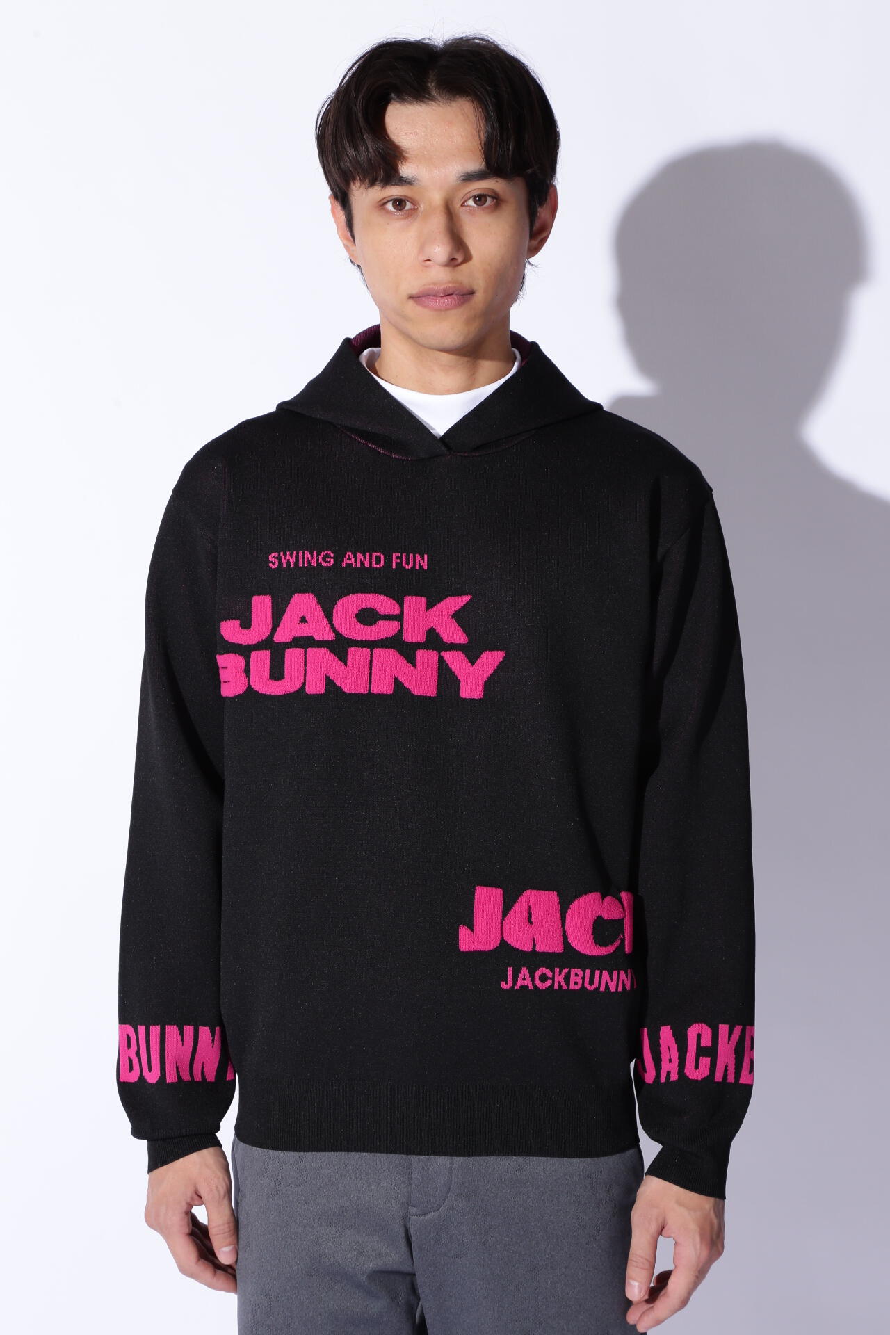 JBPINK】ロゴジャガードニットフーディ | Jack Bunny!!（ジャック