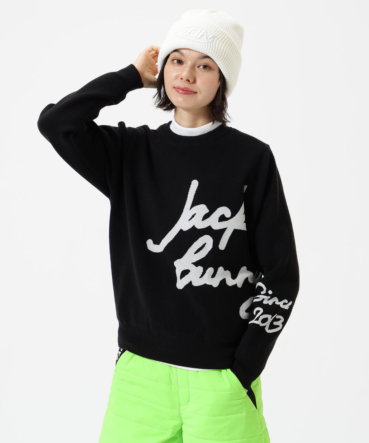 防風裏地付きクルーネックニットプルオーバー | Jack Bunny