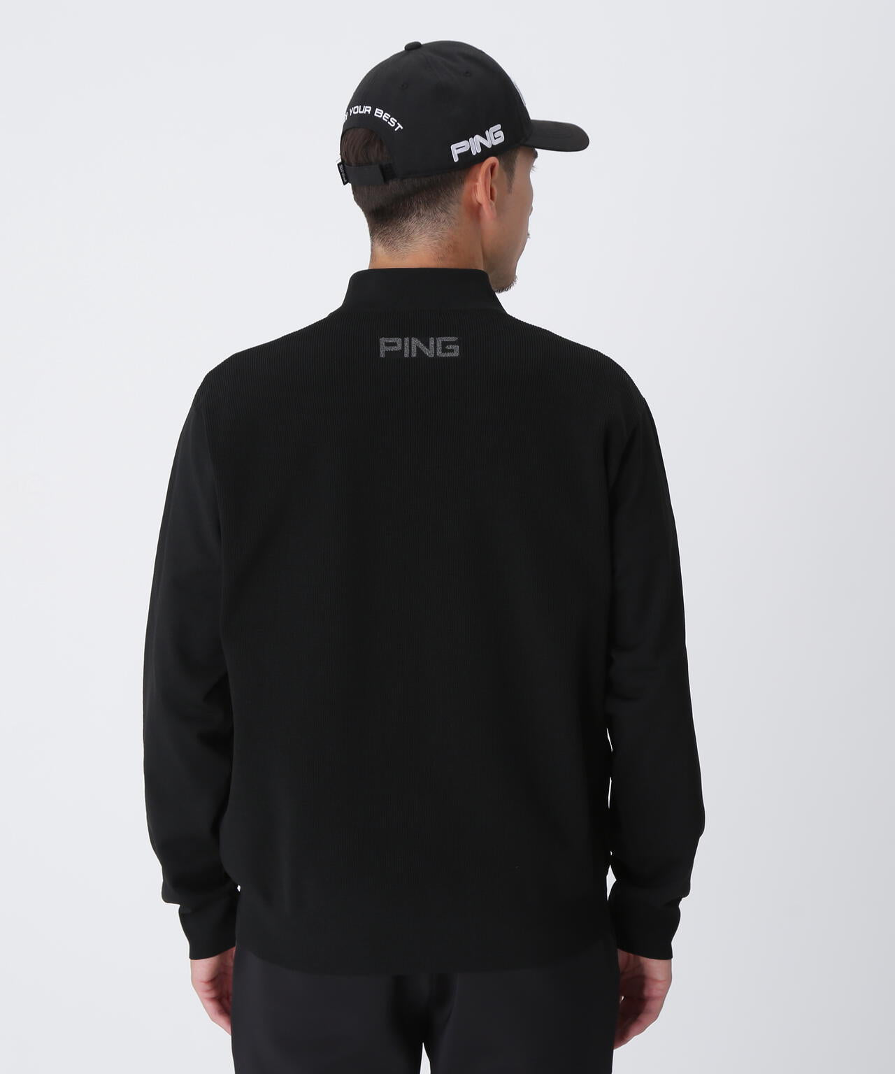 PING APPAREL】ハーフジップハイネックジャガードニット ＜PERFORMANCE