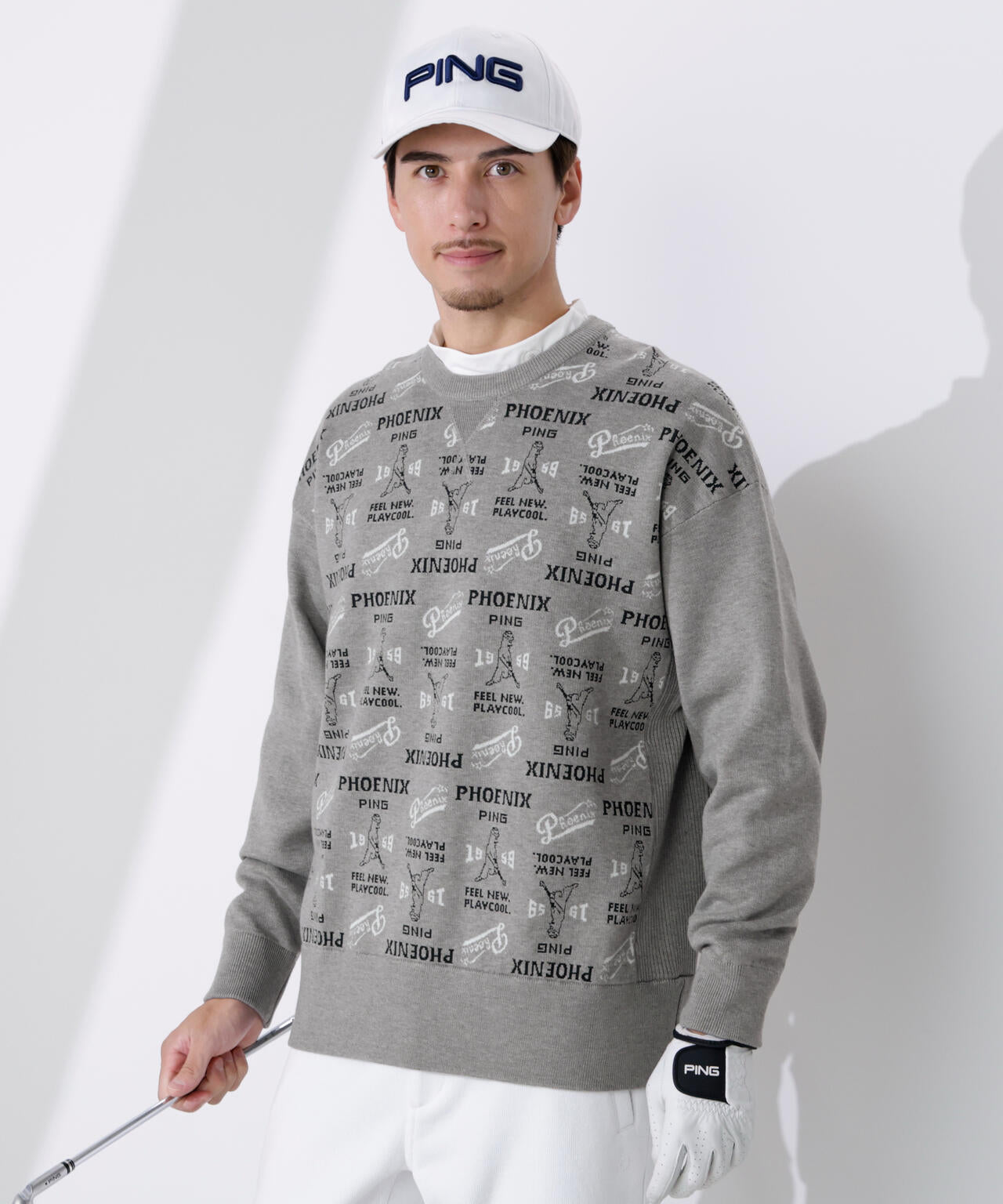 PING APPAREL】ジャカードクルーネックニットプルオーバー ＜NATIVE