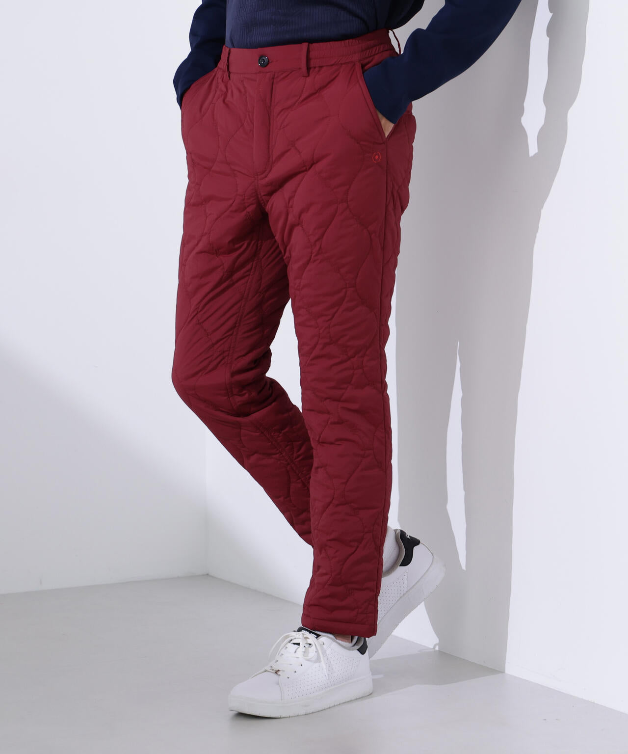 PING APPAREL】全方向ストレッチキルティングタフタテーパードパンツ