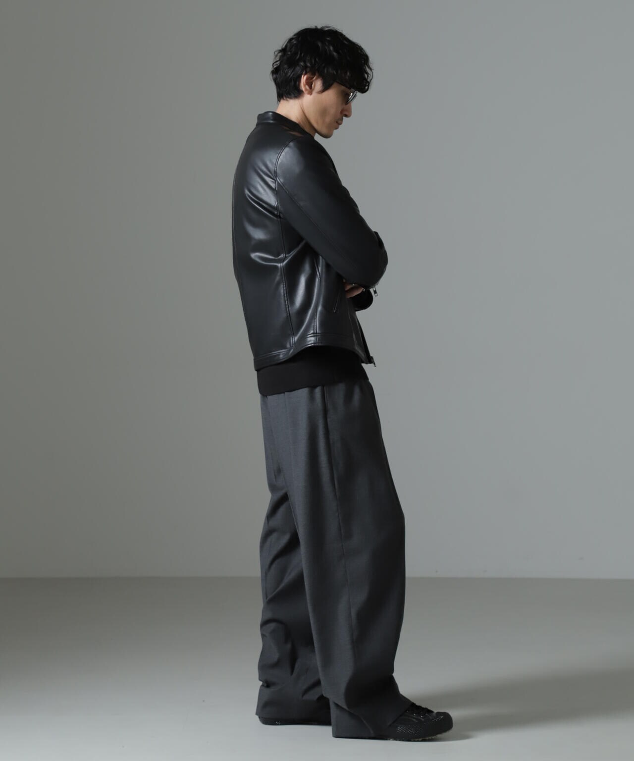 フェイクレザーシングルライダースジャケット | NANO universe（ナノ