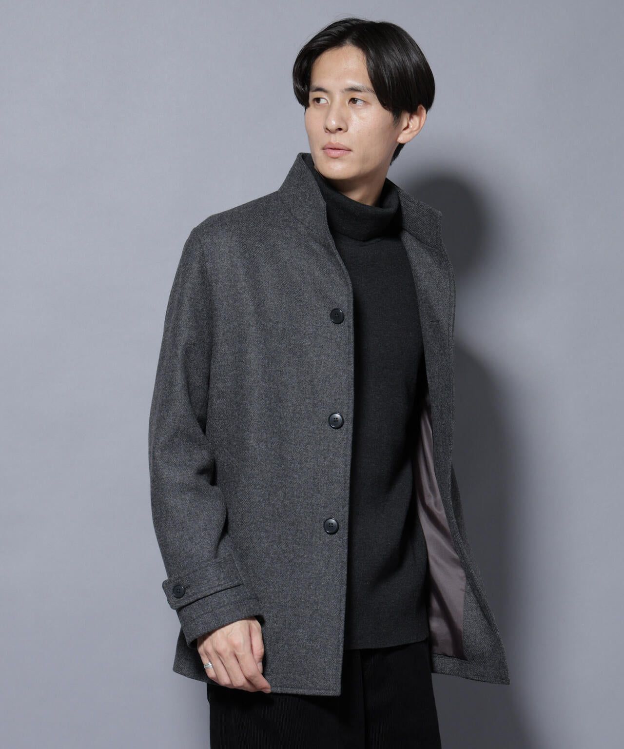 ウール/Nメルトンスタンドカラーコート | NANO universe（ナノ