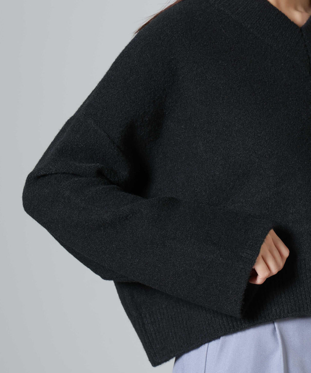 ウール混圧縮ニットワイドVネックプルオーバー | NANO universe（ナノ