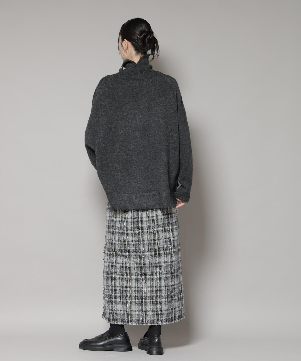 チェックフリンジラップ風スカート(セットアップ可) | NANO universe