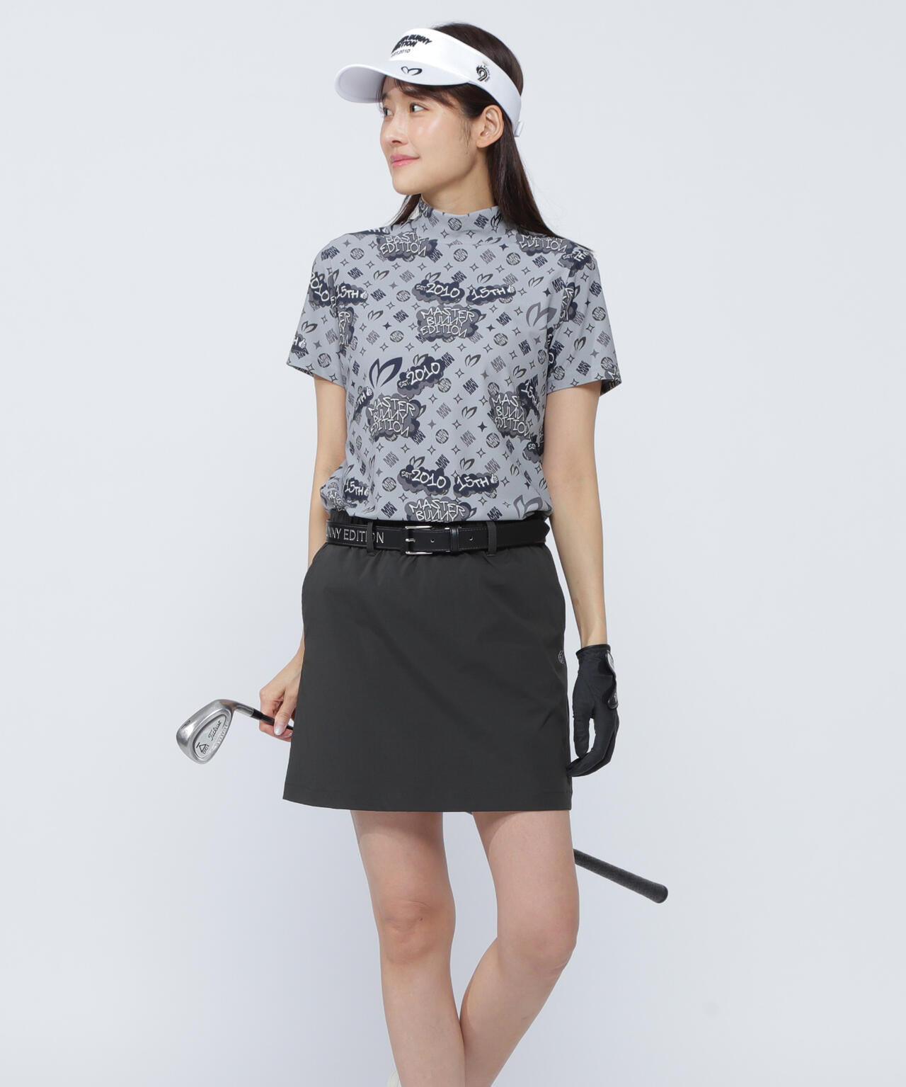 ナイロンハニカムトリコットふきだしプリント半袖ハイネックカットソー