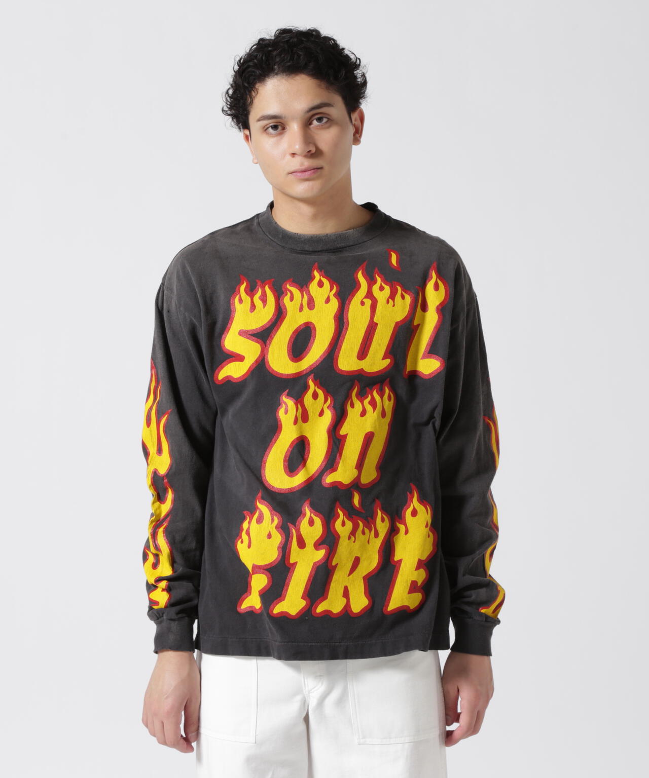 SAINT MICHAEL/セントマイケル/LS TEE/SOUL ON FIRE/BLACK | ROYAL
