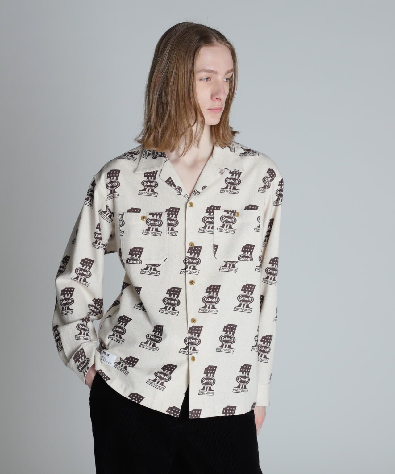 H/V NO.1 LS SHIRT/ヘンプヴィスコース ナンバーワン シャツ | Schott