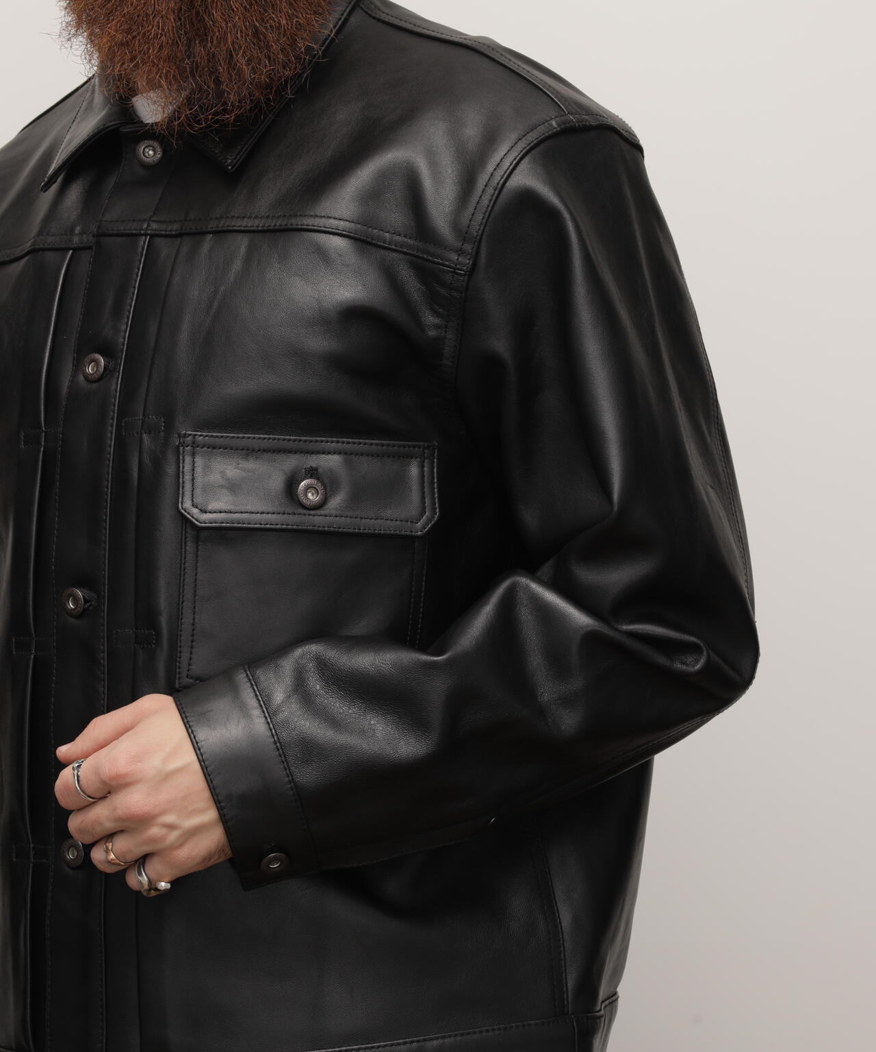 SHEEP LEATHER 1st TRACKER JACKET/シープレザー トラッカージャケット