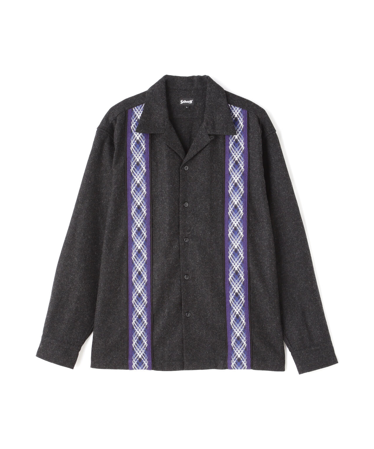 LINE 2TONE L/S WOOL SHIRT/ライン2トーン ウールシャツ | Schott