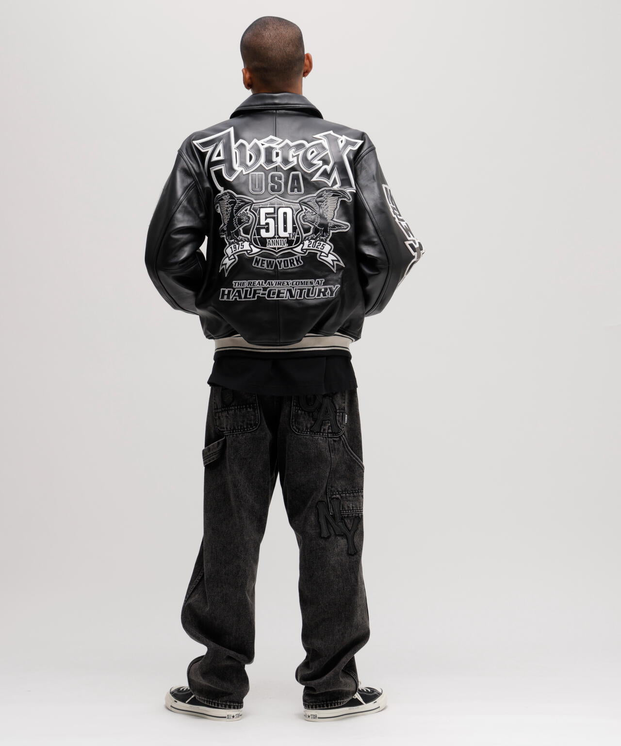 50th Anniversary》GRAPHIC VARSITY LEATHER JACKET | AVIREX