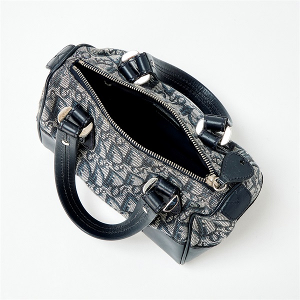 Christian Dior ミニボストン トロッター ミニ ハンドバッグ ネイビー