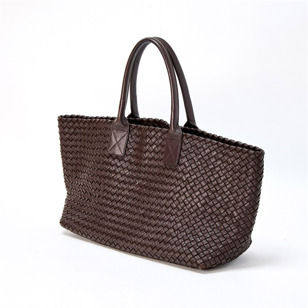 BOTTEGA VENETA イントレチャート カバ MM トートバッグ ブラウン