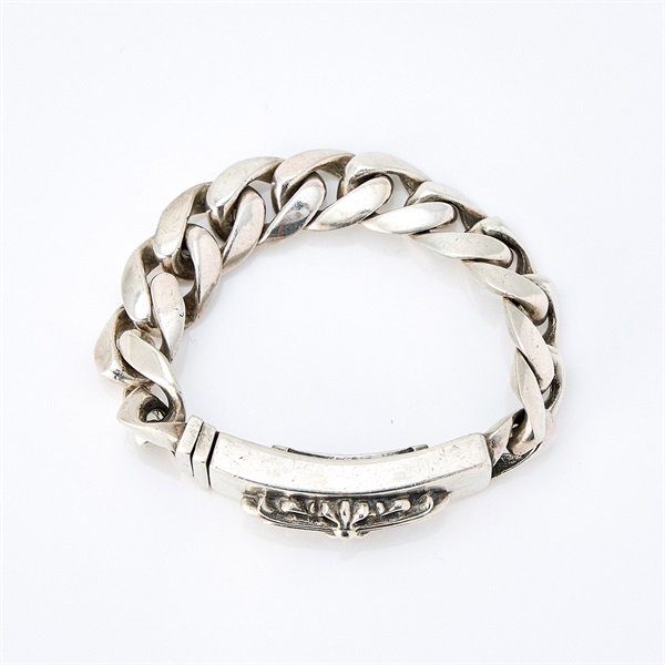 CHROME HEARTS フローラルクロス ID ブレスレット クラシックチェーン