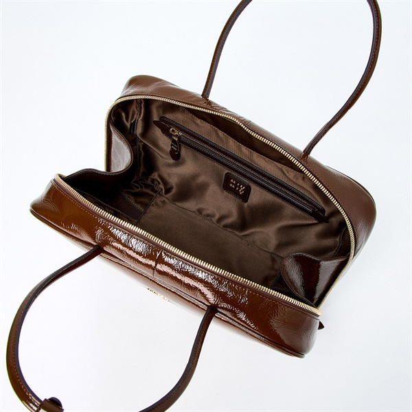 MIU MIU ボー ショルダーバッグ 5BB117 ブラウン ゴールド ナプラック