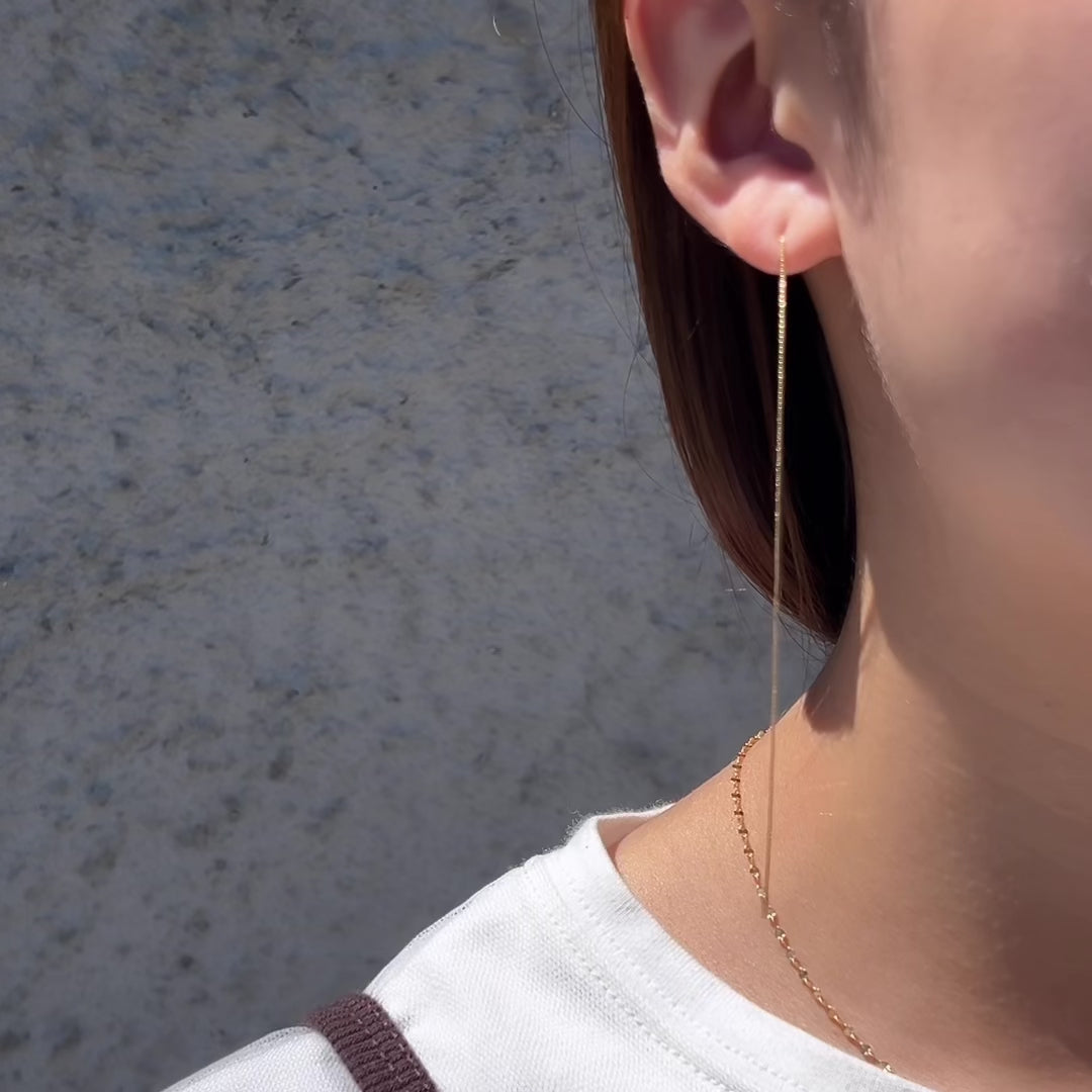 K18ベネチェーンロングピアス