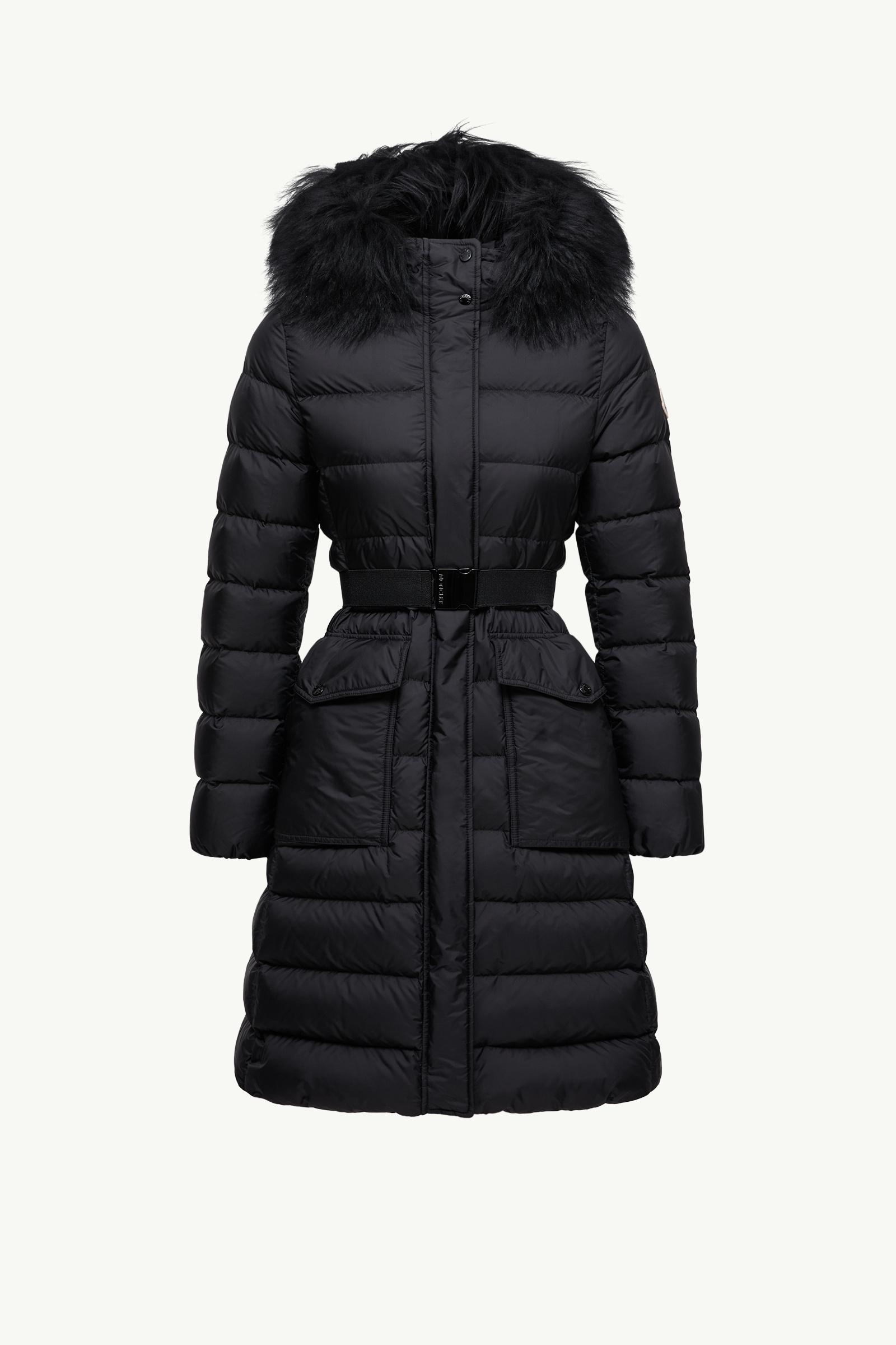 Black Khloesse Hooded Shearling-Trimmed Long Down Jacket - Long