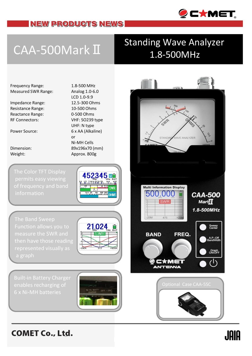 COMET CAA-500 MARKII - 1.8-500MHz Analyser