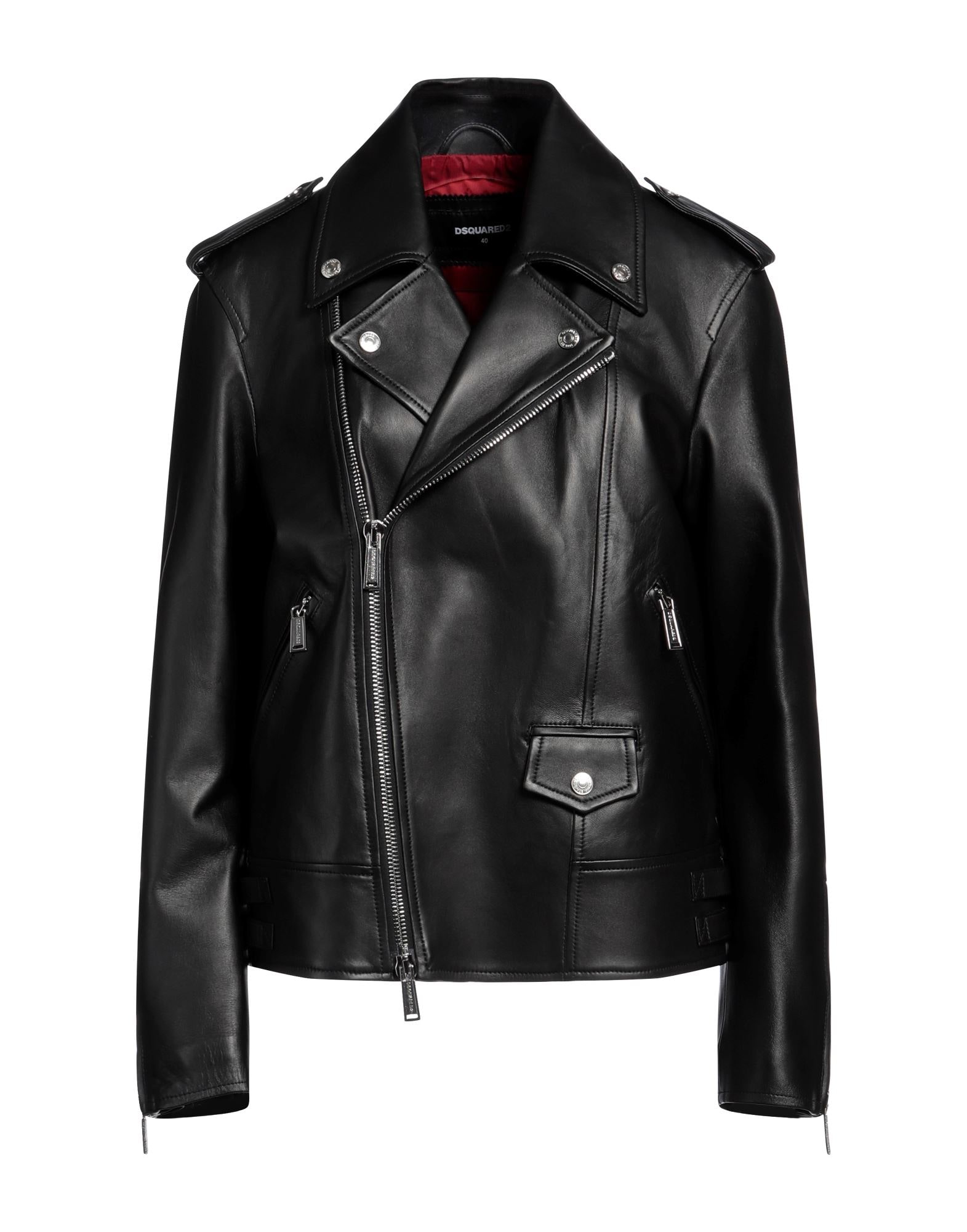 DSQUARED2 Coats & Jackets | Black Women's Biker Jacket | YOOX