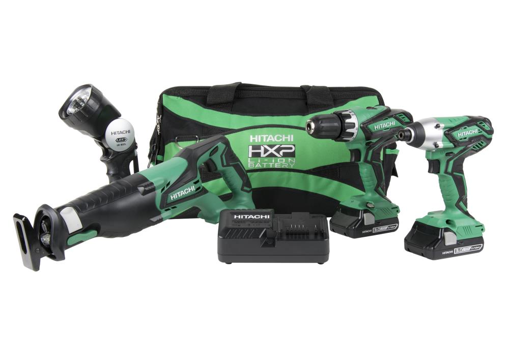 Hitachi 4-Tool Power Tool Combo Kit with Soft Case (2-Batteries