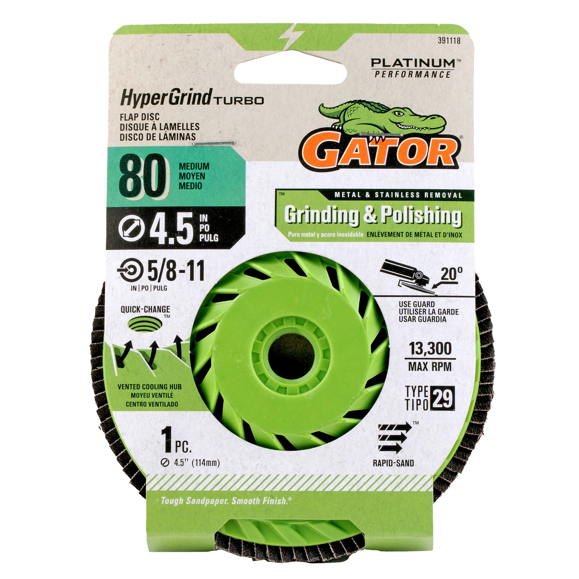 Gator HyperGrind Zirconia Alumina 80-Grit Disc Sandpaper 391118 at